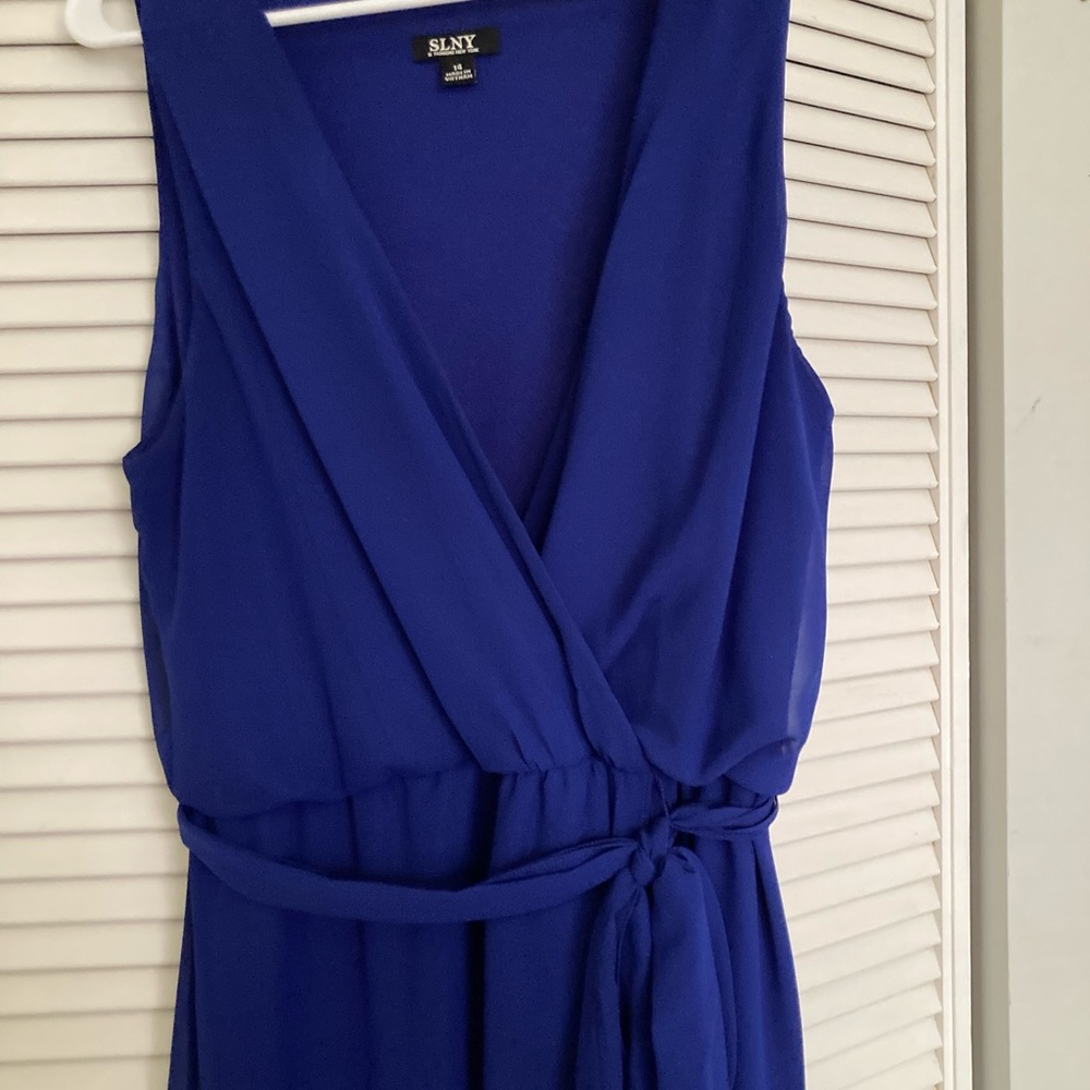 Beautiful long blue formal wrap dress